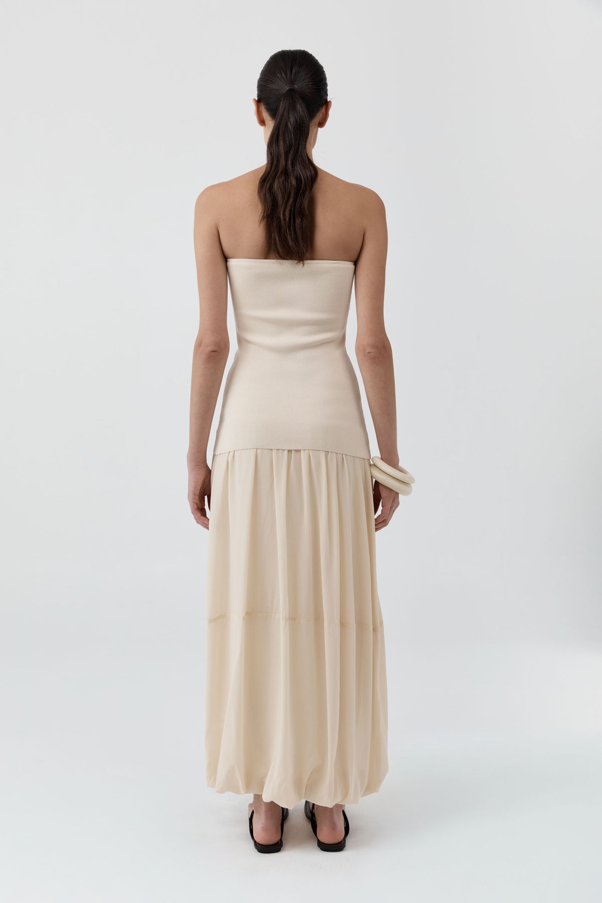 Strapless Balloon Hem Dress - Porcelain