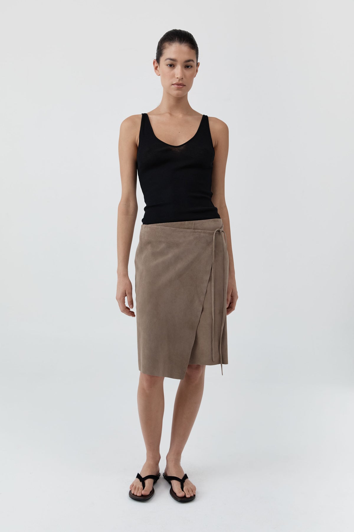 Suede Everyday Wrap Skirt - Earth