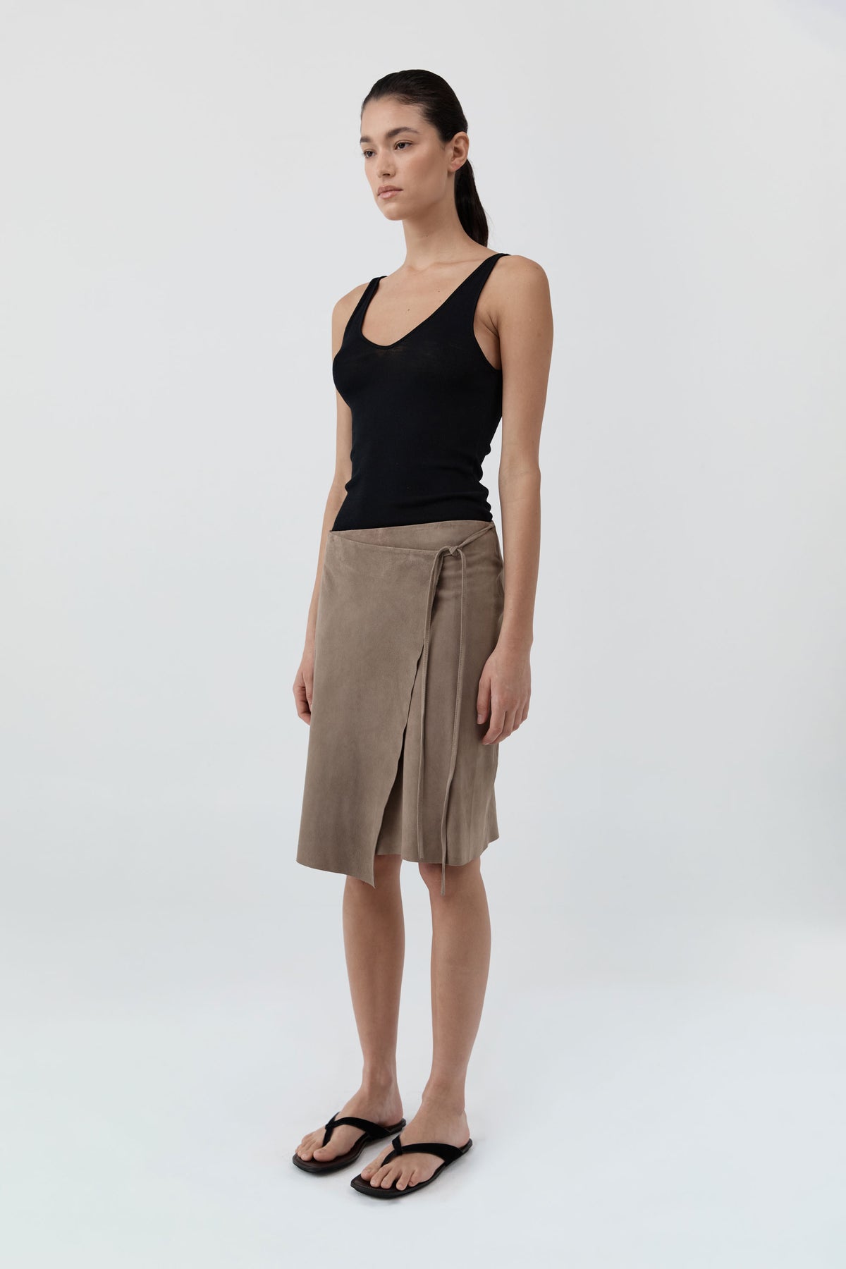 Suede Everyday Wrap Skirt - Earth