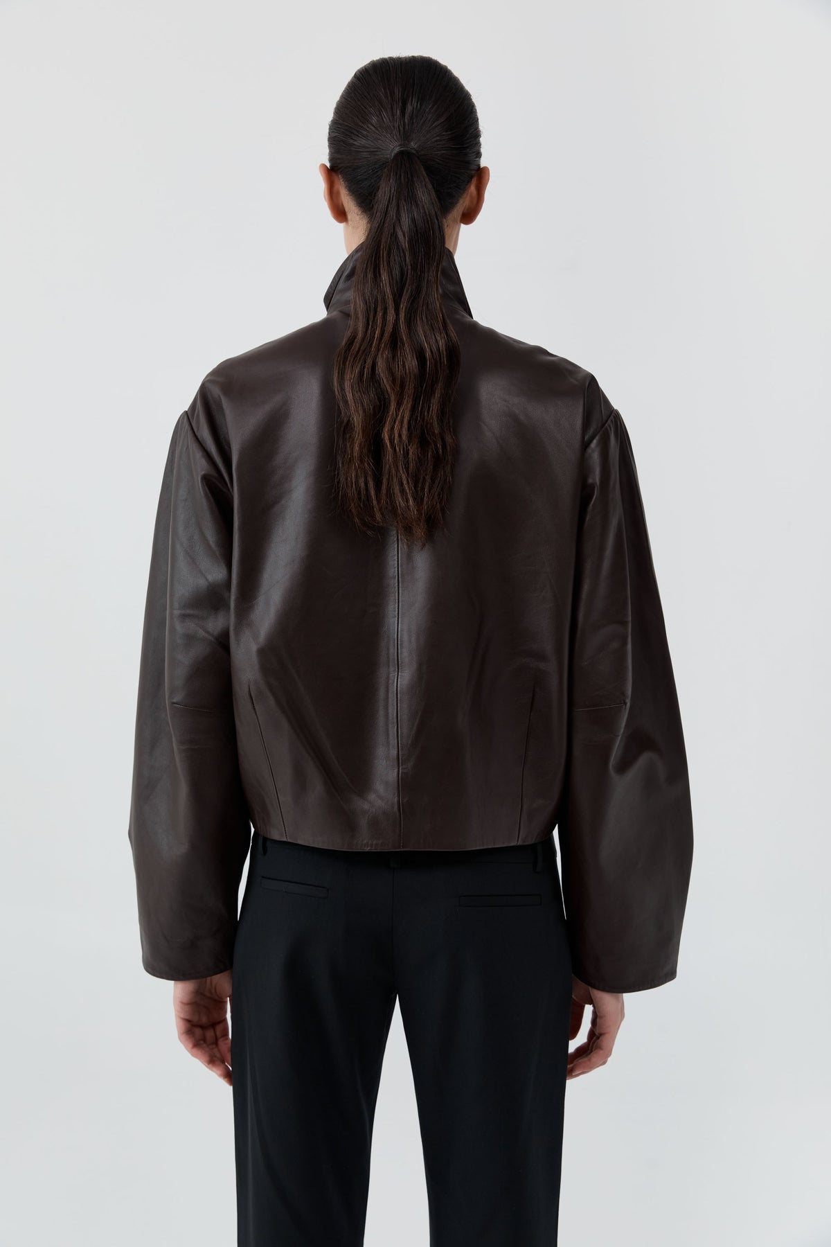 Cocoon Zip Leather Jacket - Chocolate