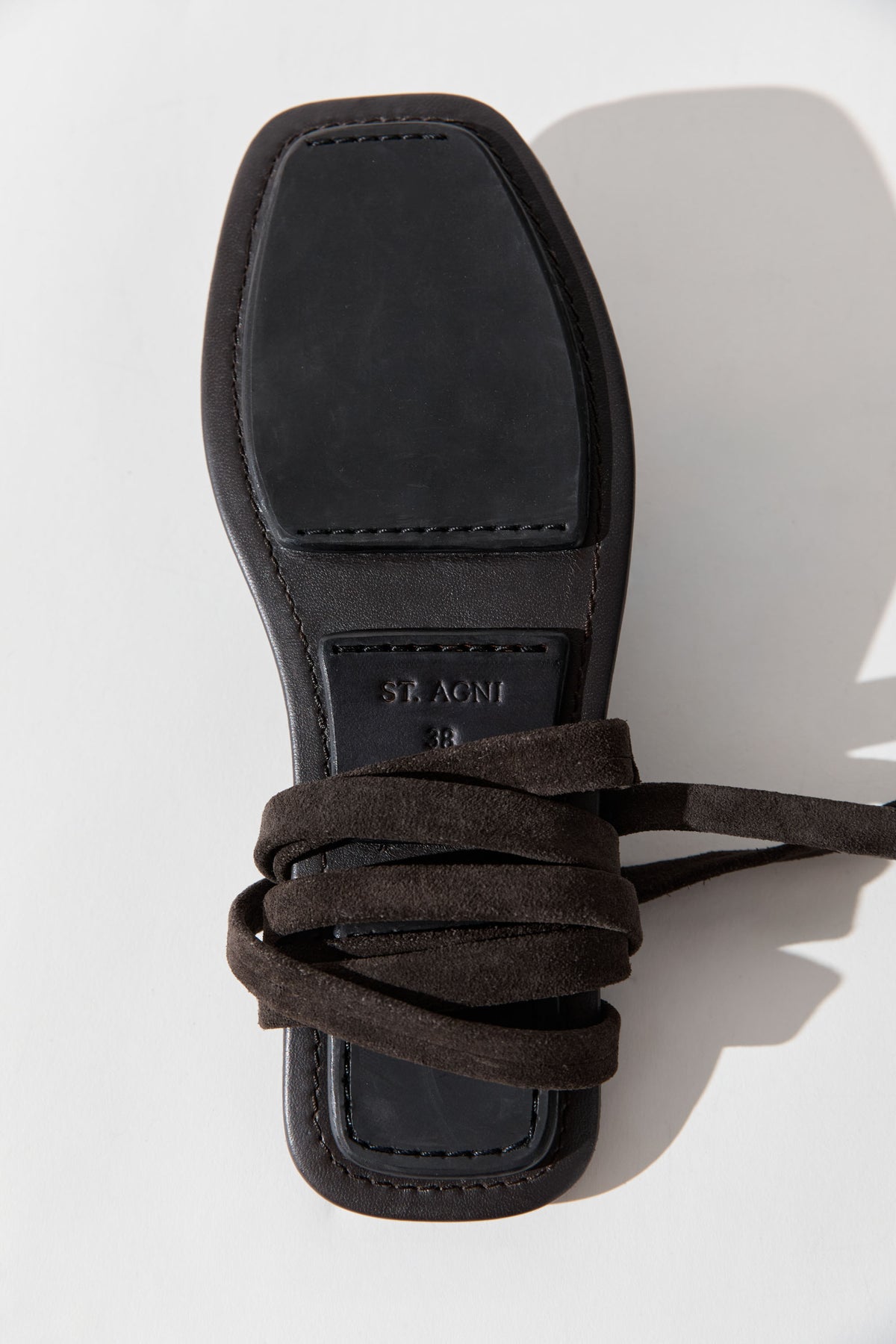 Suede Tie Up Sandal - Coffee