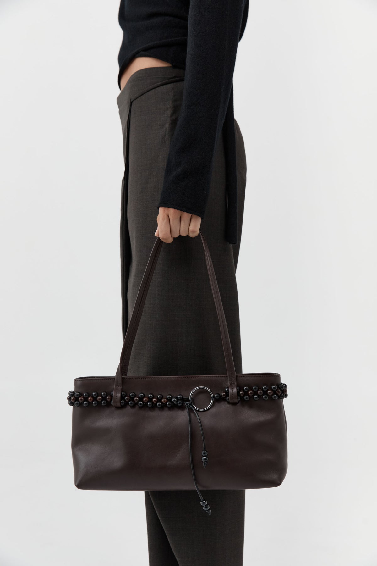 Bead Belt Detail Bag - Coffee