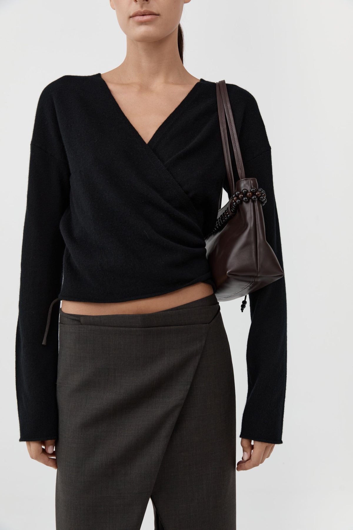 Bead Belt Detail Bag - Coffee