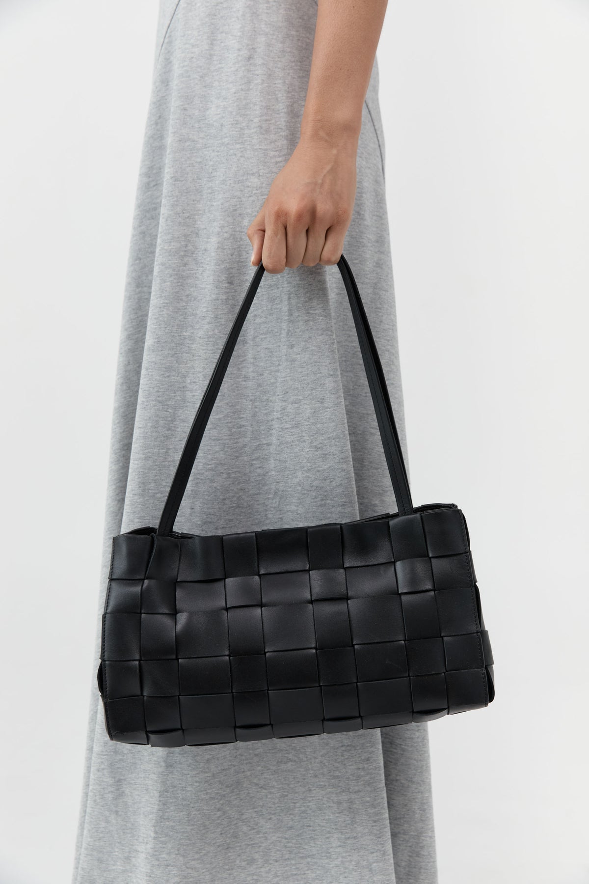 Slim Woven Tote - Black