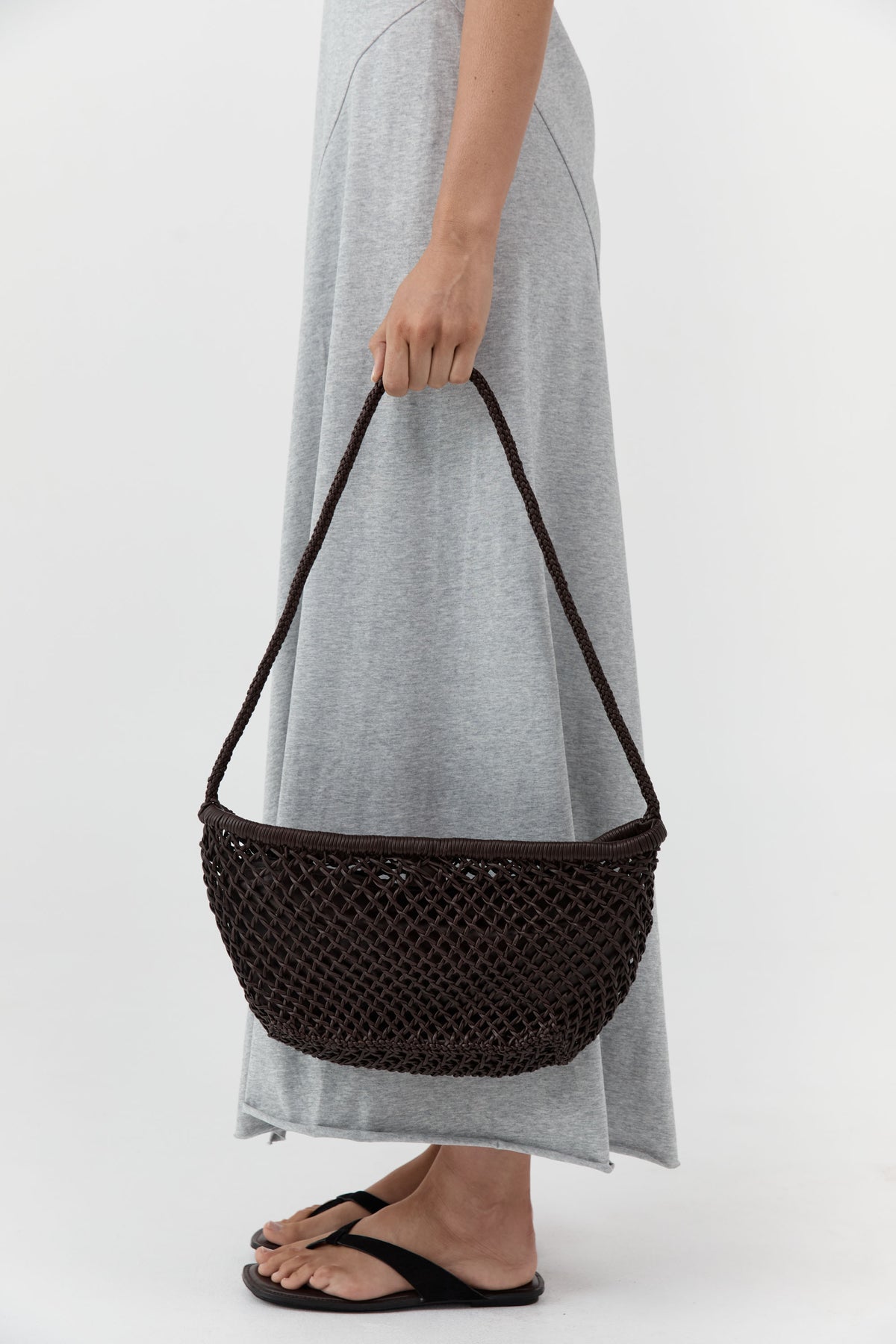 Mesh Crescent Bag - Coffee