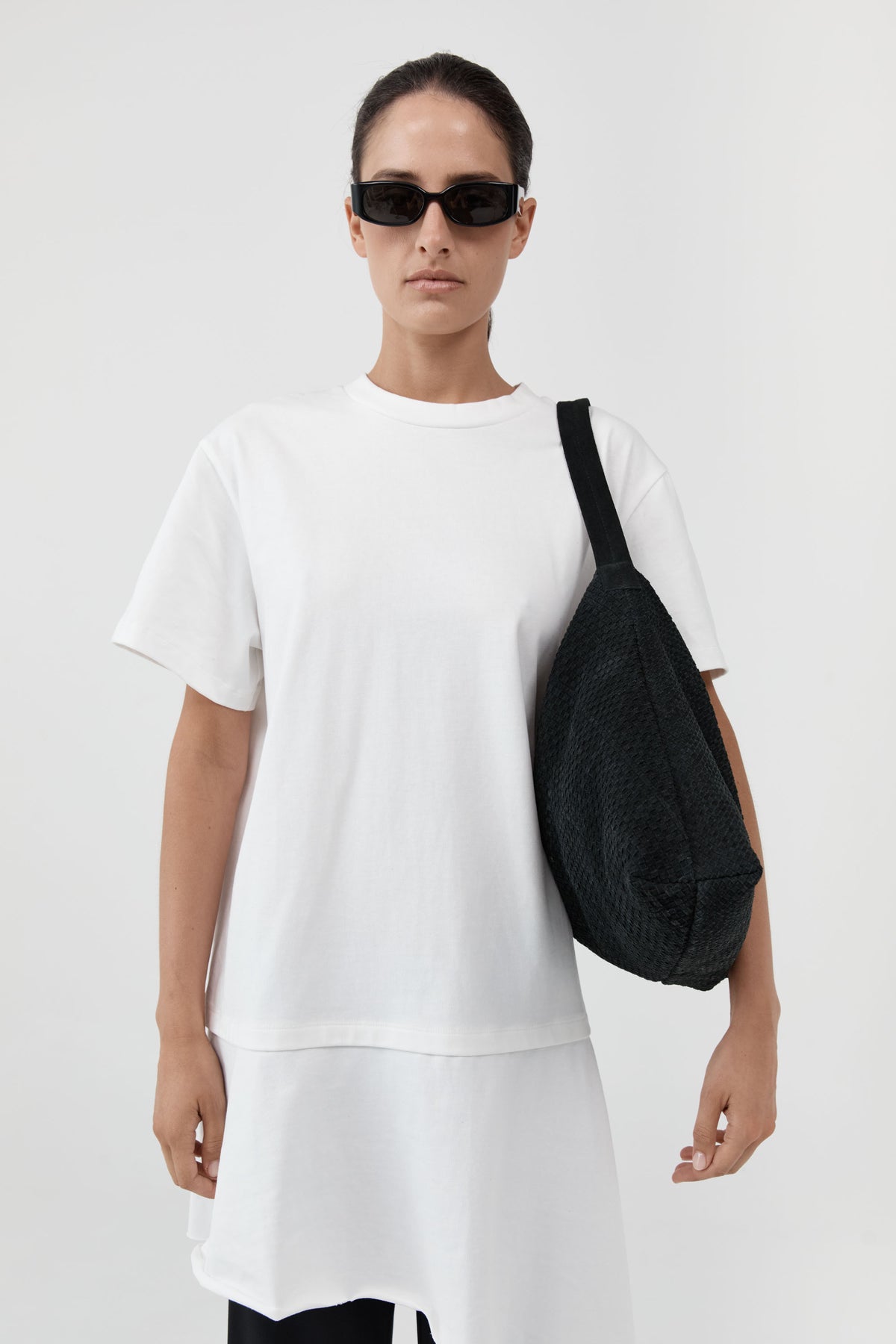Suede Woven Hobo Bag - Washed Black