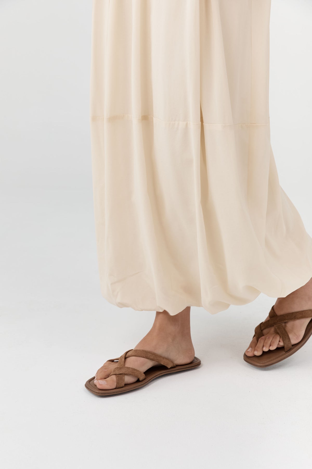Suede Soft Strap Slide - Toffee