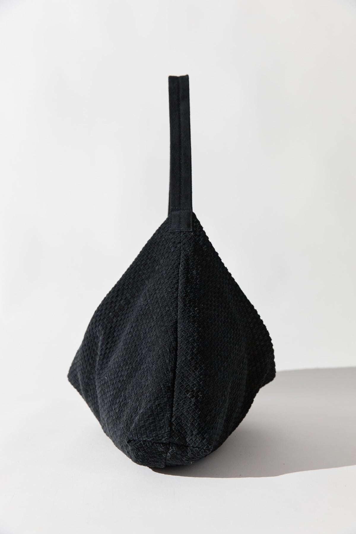 Suede Woven Hobo Bag - Washed Black