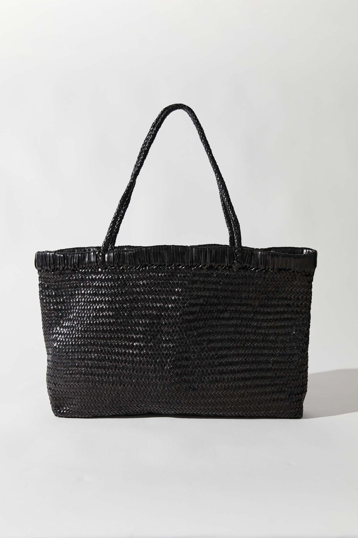 Wide Bagu Woven Tote - Black