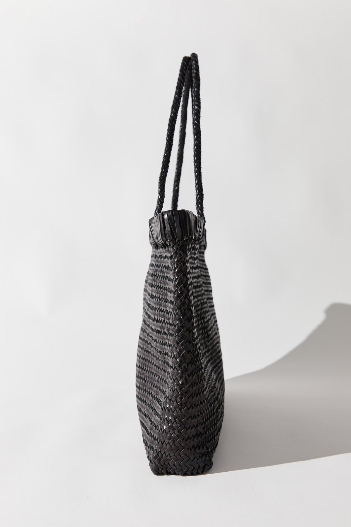 Wide Bagu Woven Tote - Black