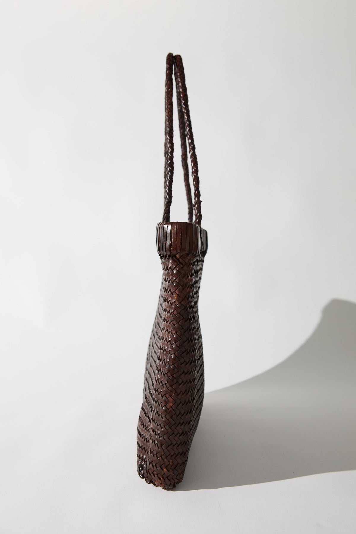 Wide Bagu Woven Tote - Chocolate