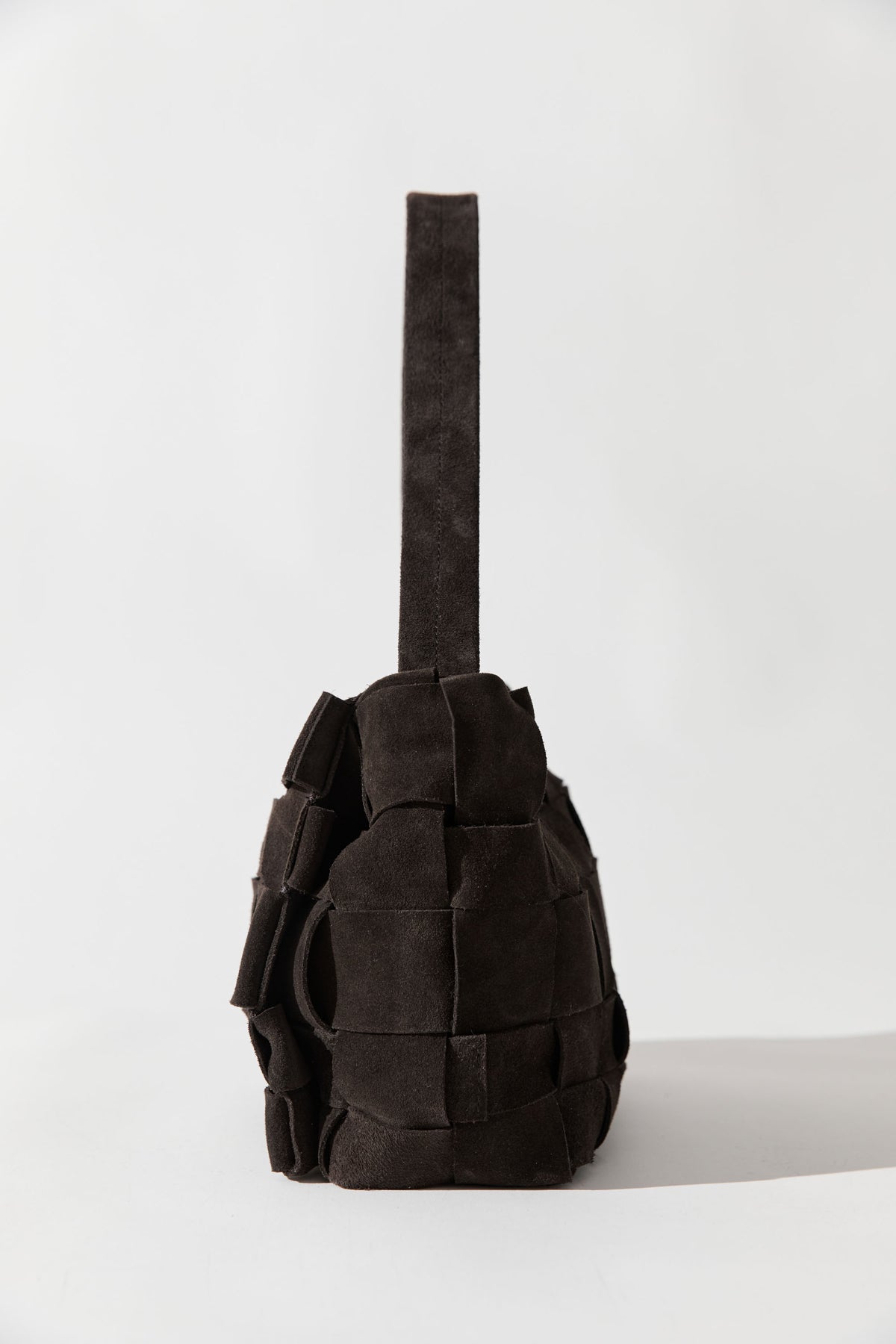 Suede Woven Envelope Mini Tote - Coffee