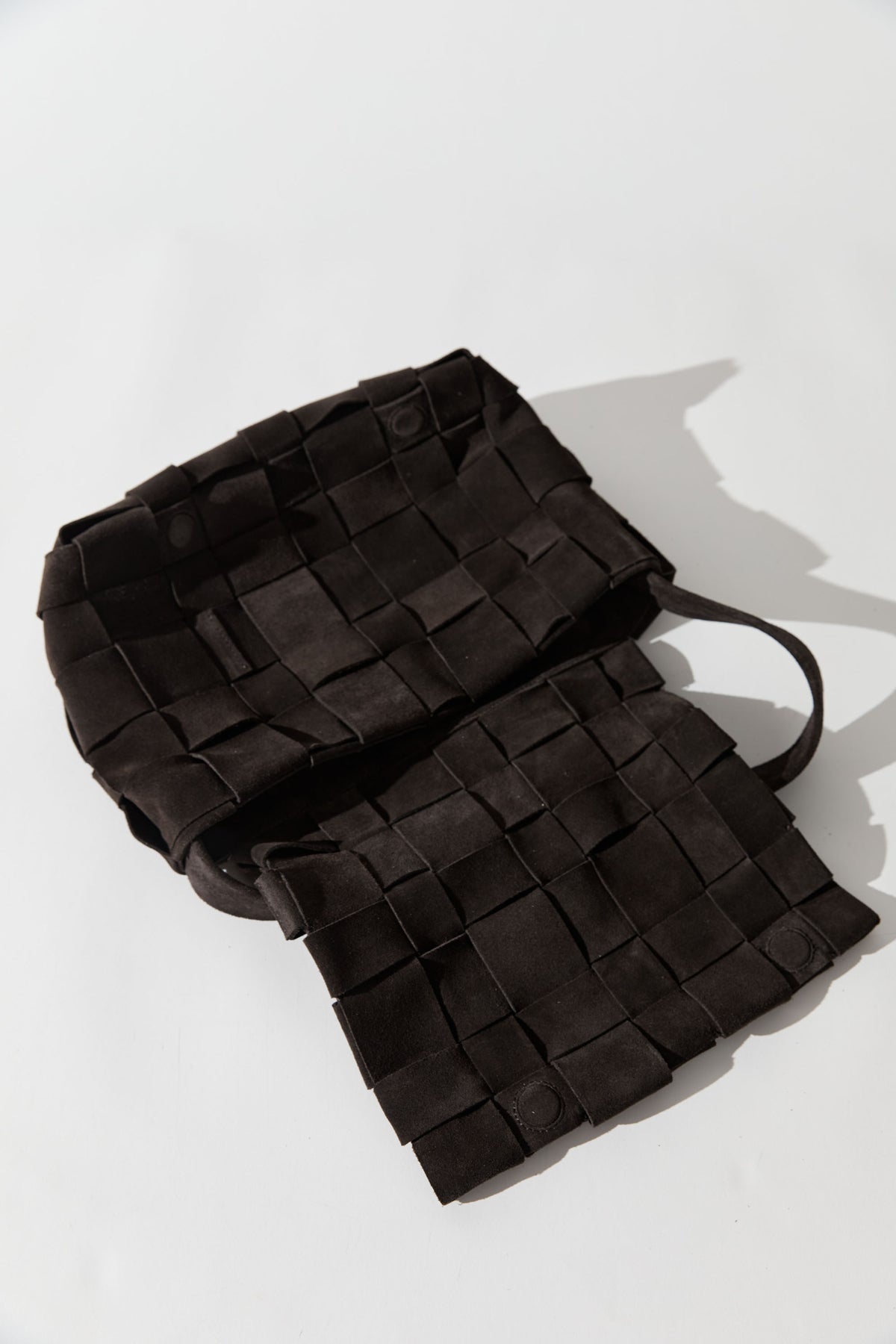 Suede Woven Envelope Mini Tote - Coffee