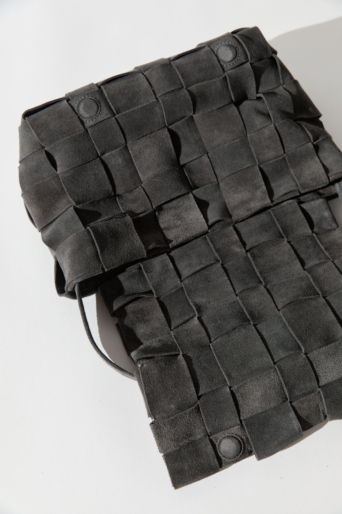 Suede Woven Envelope Mini Tote - Steel