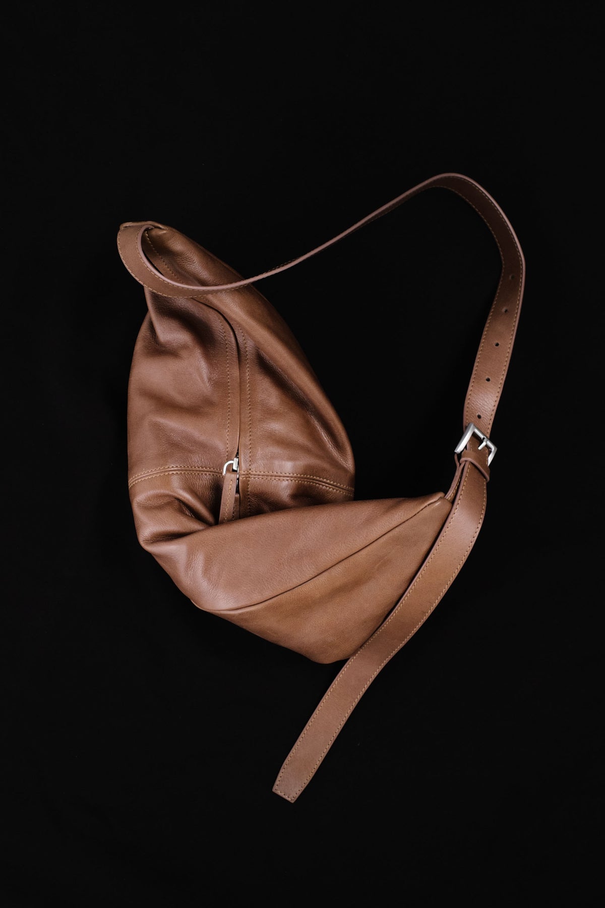 Adjustable Slim Crescent Bag - Chestnut