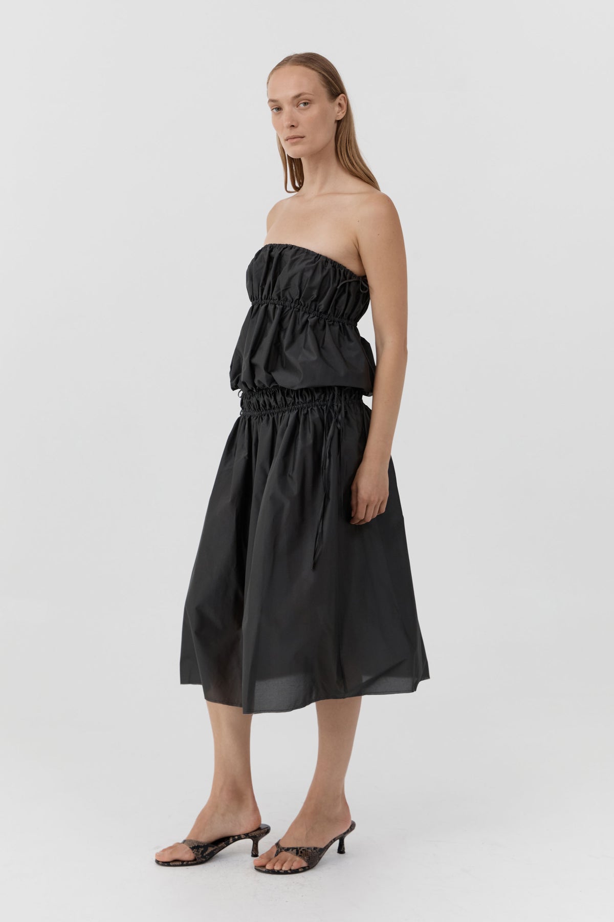 Paper Taffeta Drawstring Skirt - Dark Vetiver
