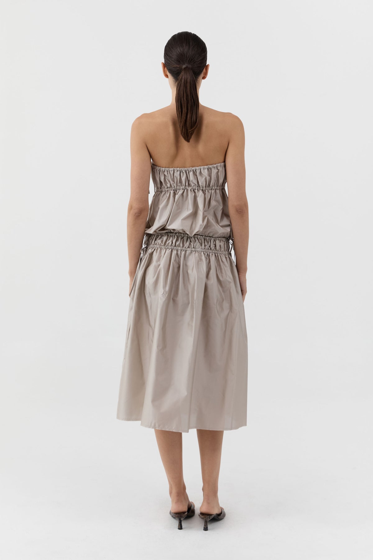 Paper Taffeta Drawstring Skirt - Fog