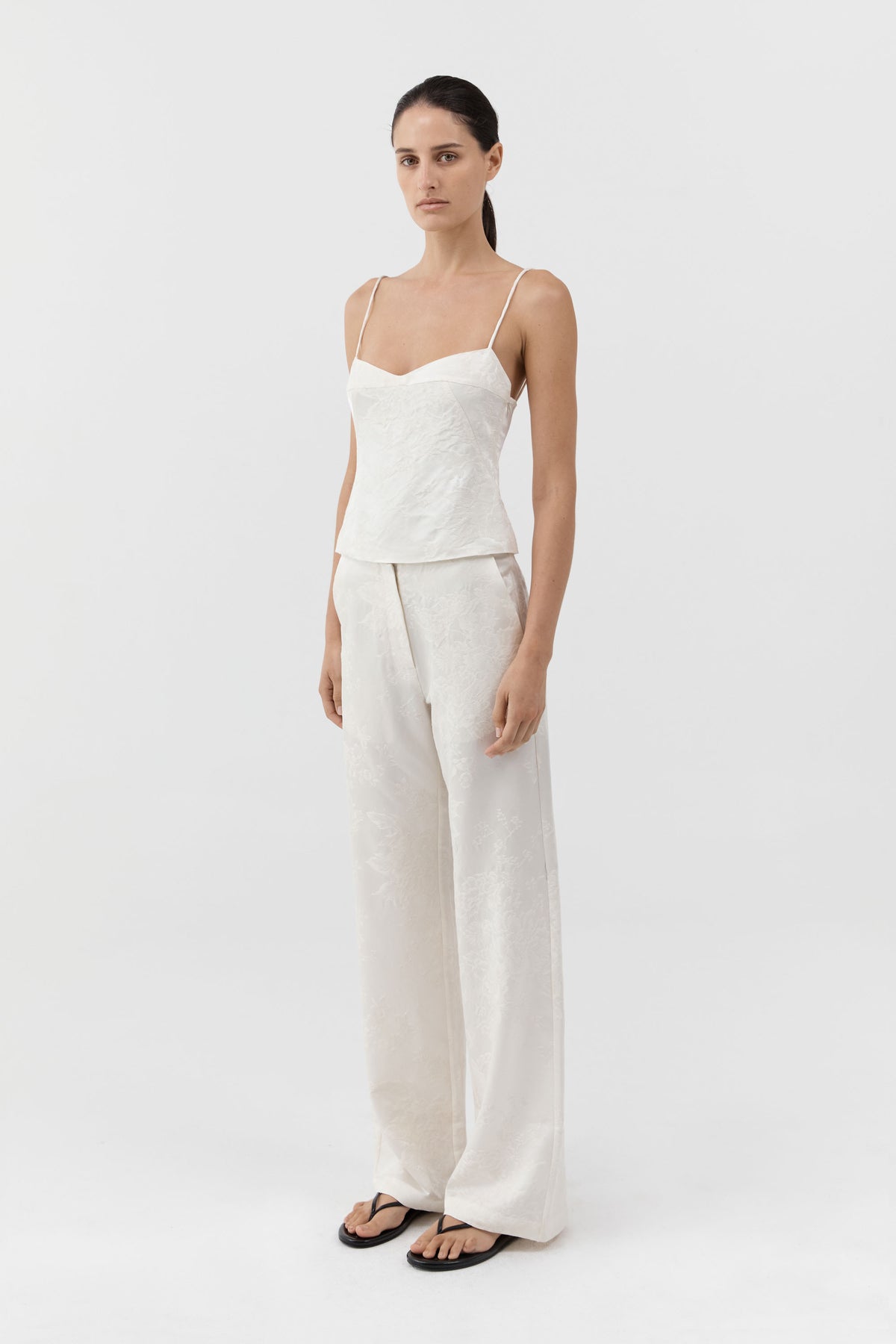 Silk Wool Jacquard Minimal Pants - Talco
