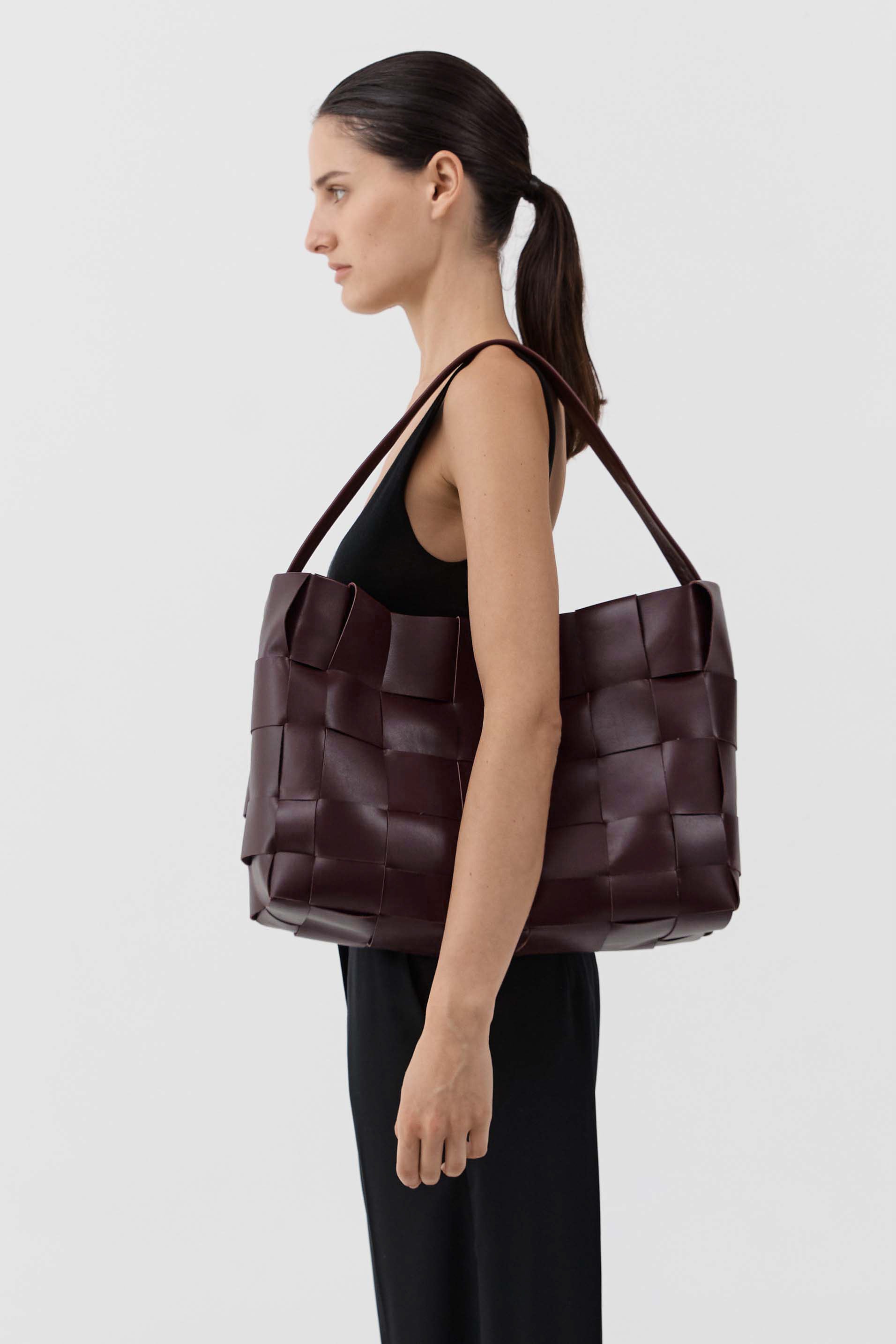 Woven Large Tote - Plum