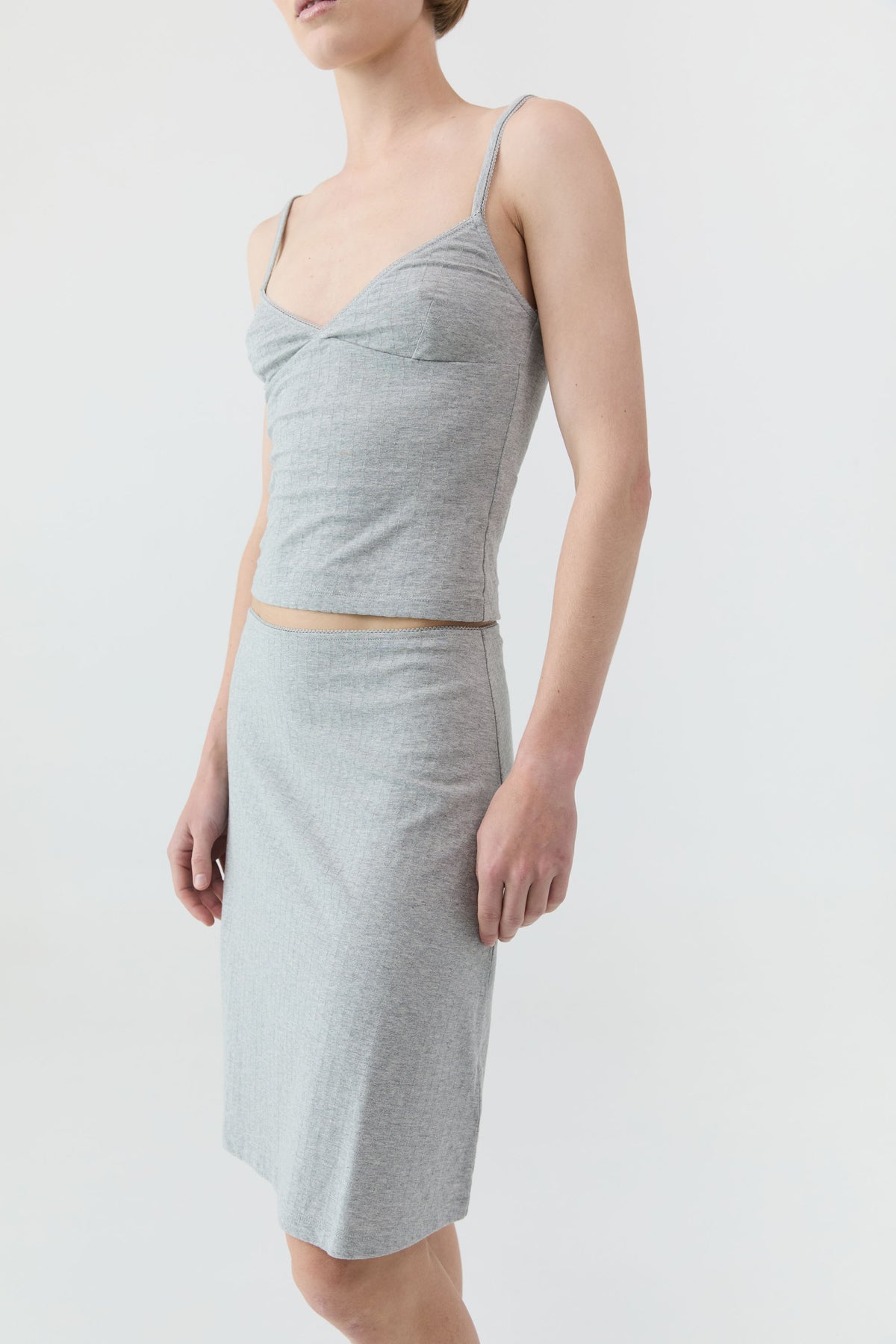 Pointelle Skirt - Grey Marle
