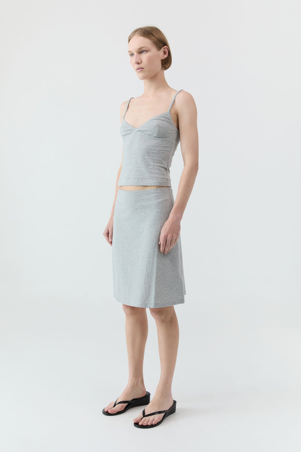 Pointelle Skirt - Grey Marle