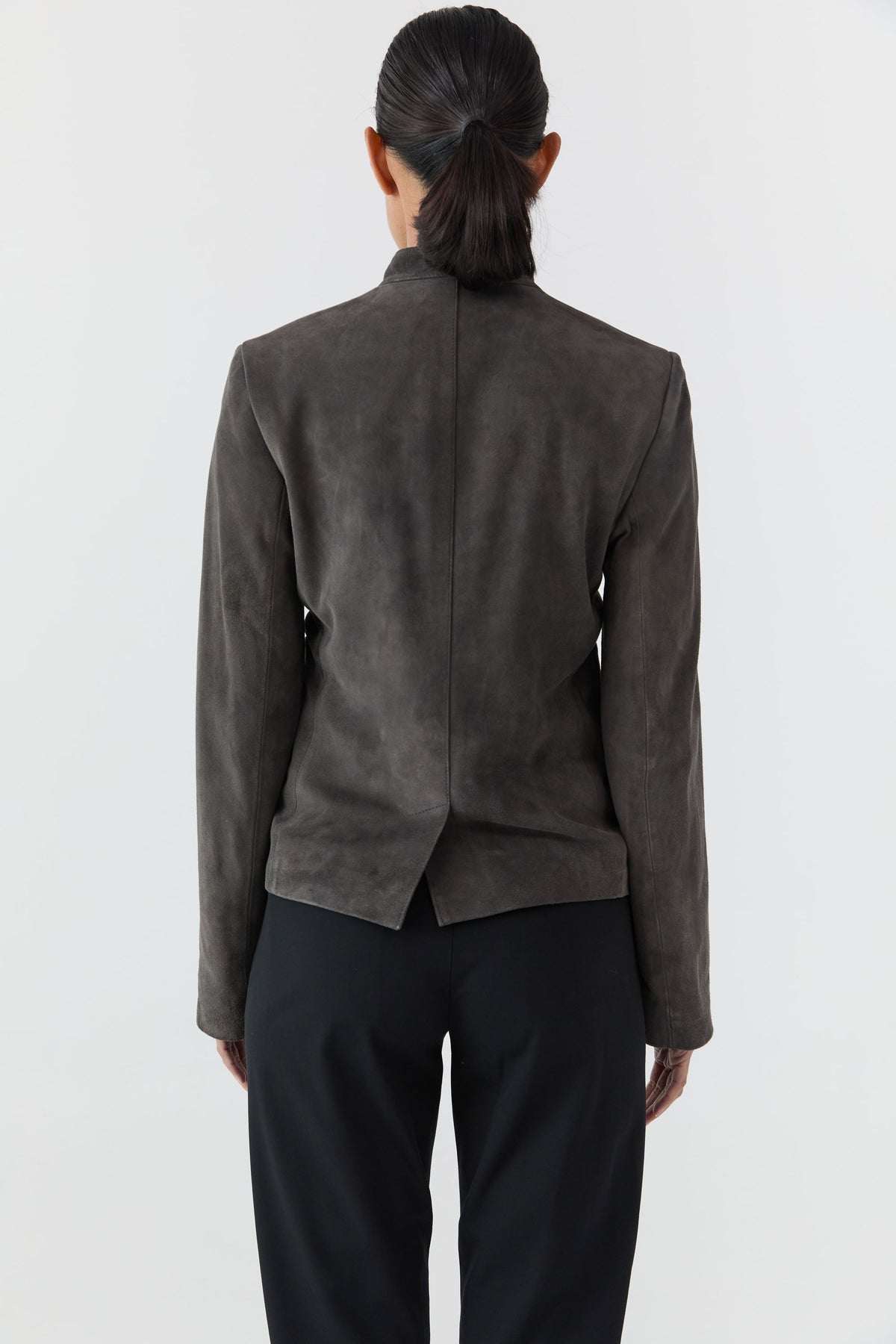 Suede Moto Jacket - Steel