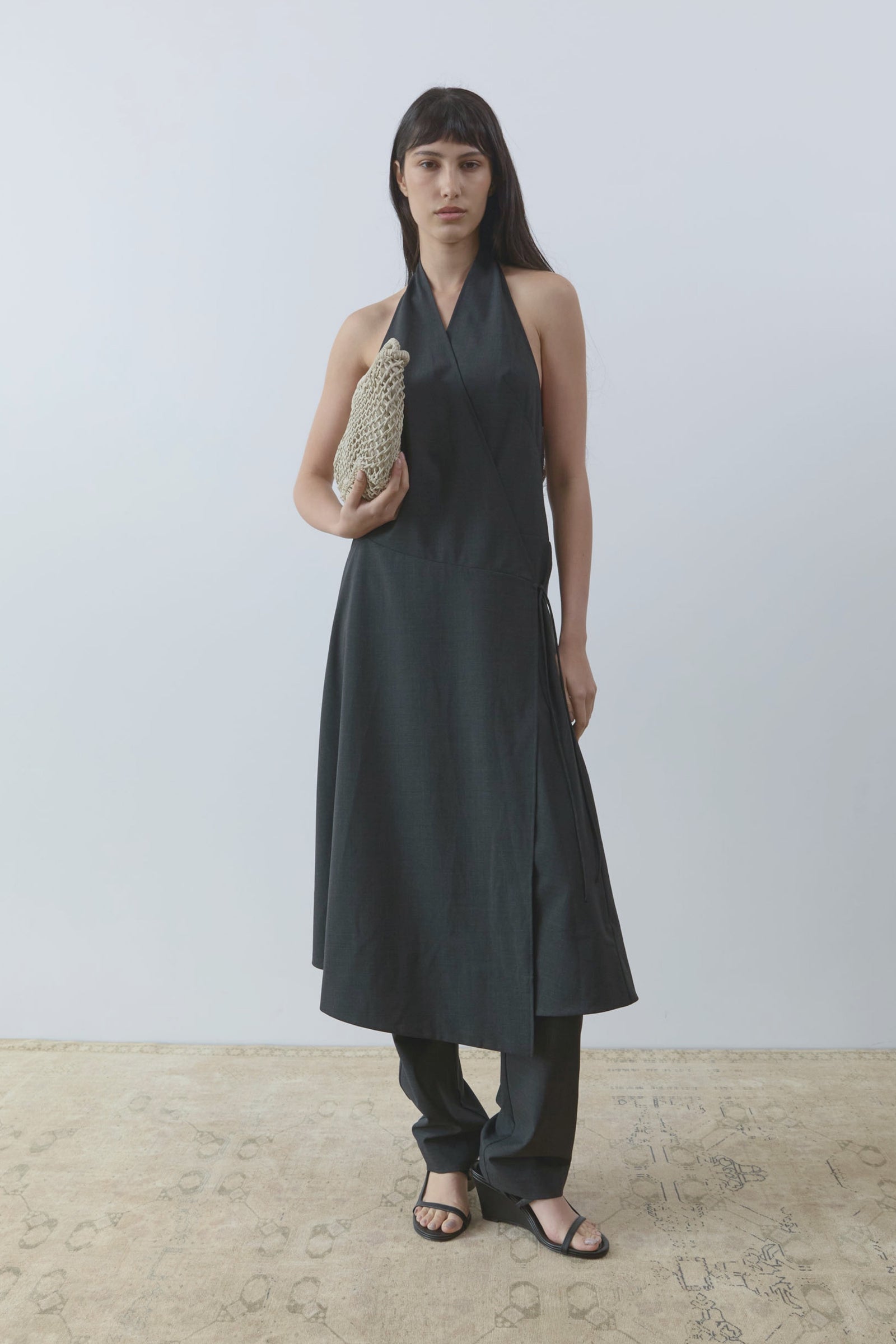 Wool Wrap Dress - Dark Graphite