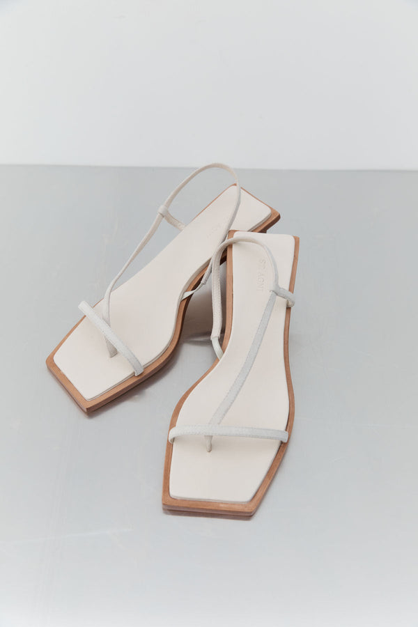 Suede Strap Heel - Cool White