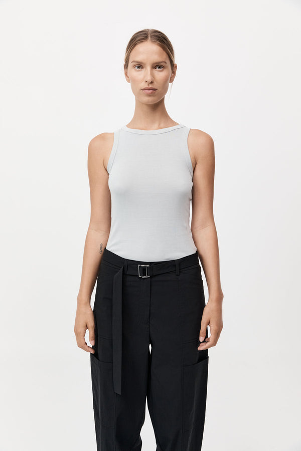 Organic Cotton Bateau Tank - Silver
