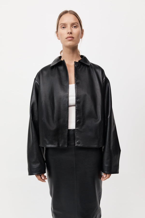 Cocoon Leather Jacket - Black