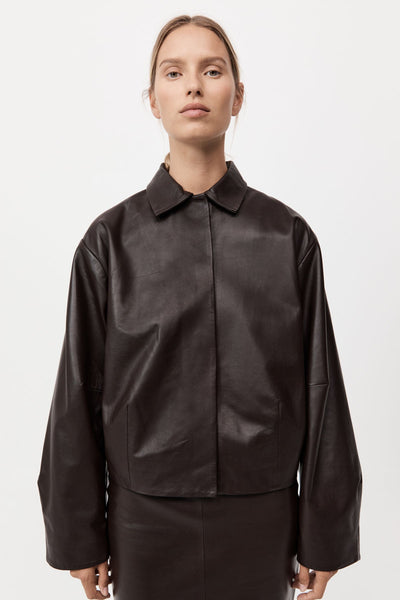 OHOTORO Leather Jacket ダークブラウン Women's Chocolate Brown Leather Biker Jacket