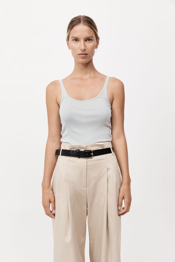 Organic Cotton Slim Scoop Tank - Silver