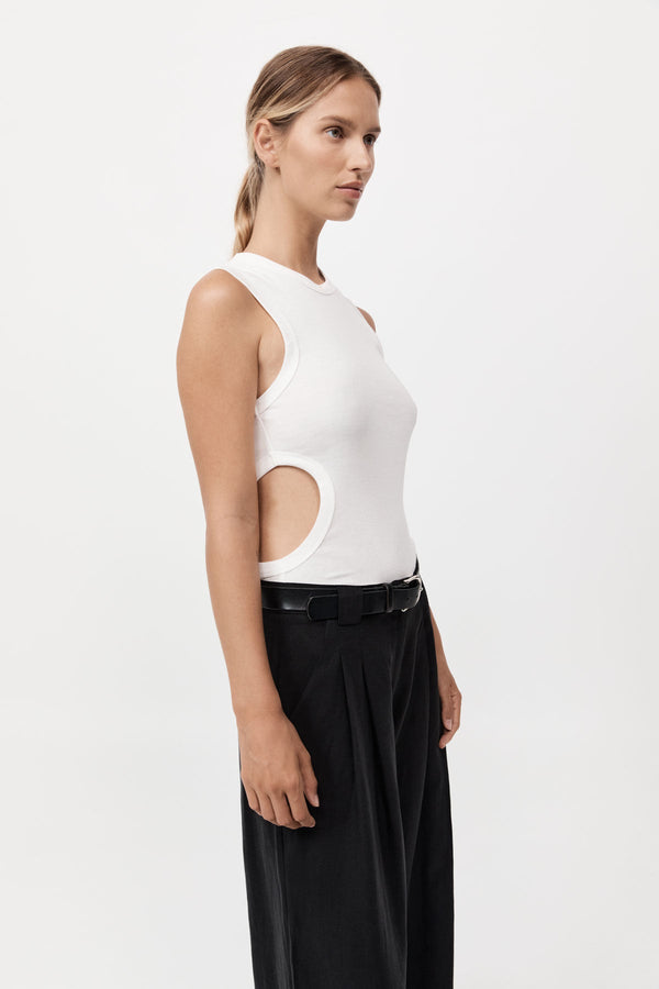 Organic Cotton Cut Out Tank - White