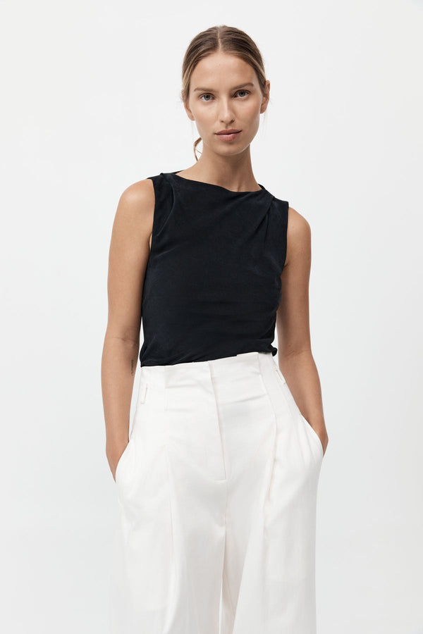 Draped Cowl Top - Black