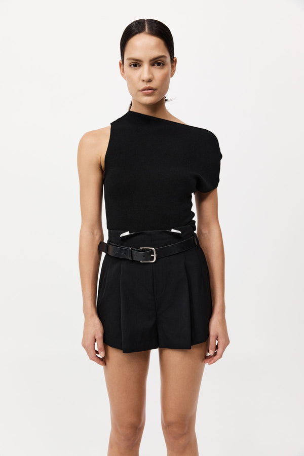 Paperbag Waist Shorts - Black