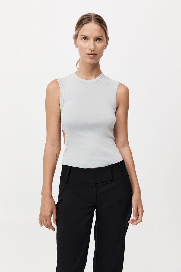 Organic Cotton Cut Out Tank - Silver