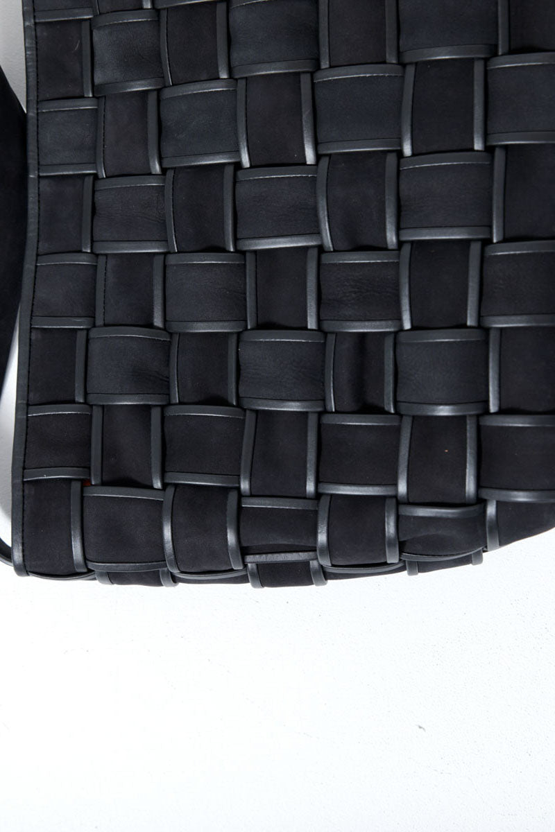 Border Woven Large Tote - Black