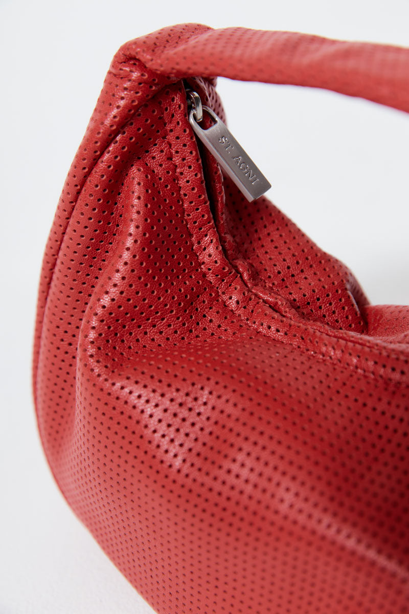 Perforated Mini Bon Bon Bag - Rosso