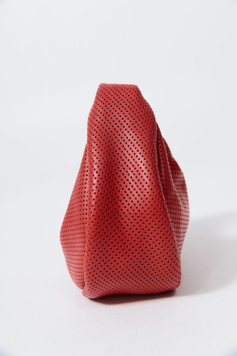 Perforated Mini Bon Bon Bag - Rosso