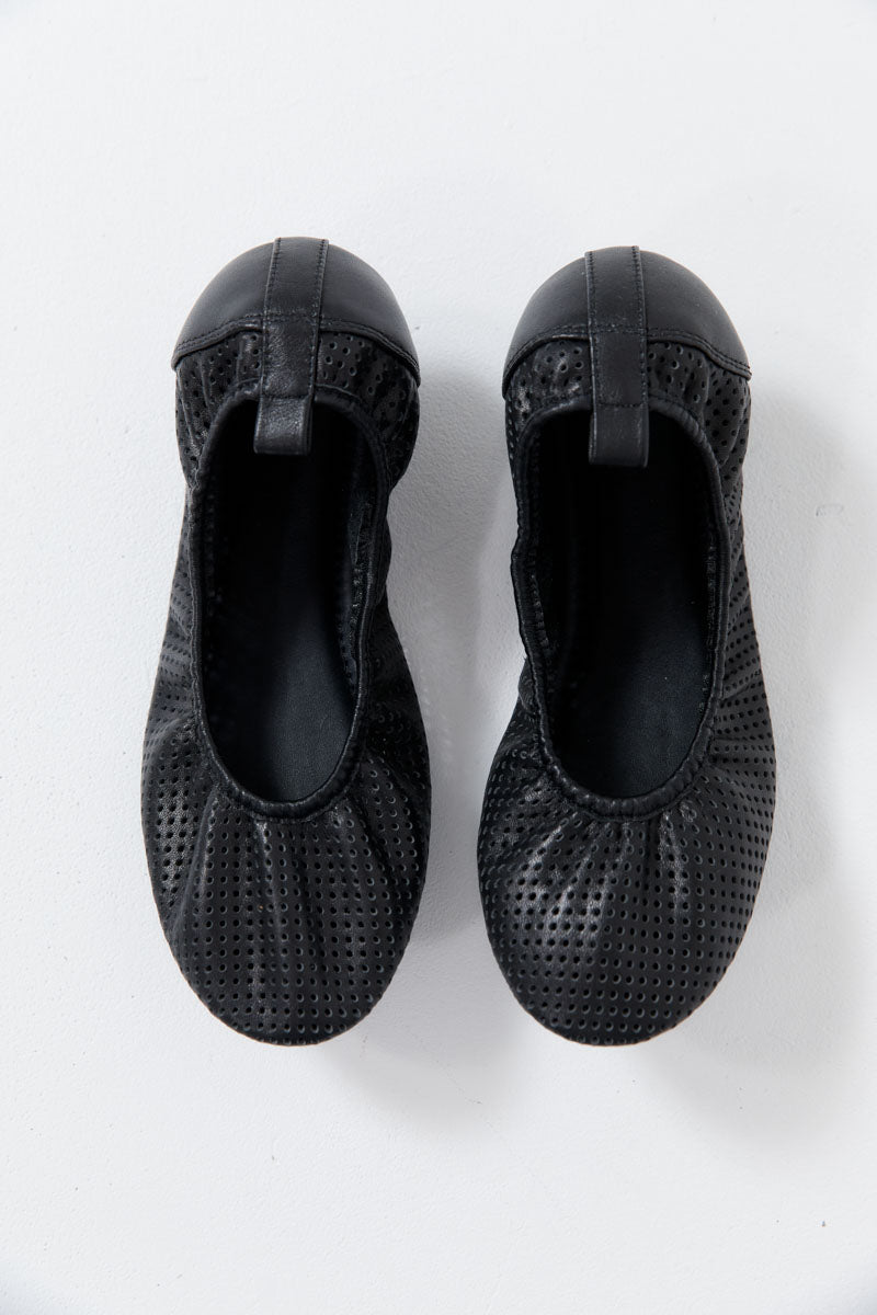 Minimal Perforated Ballet Flat - Black