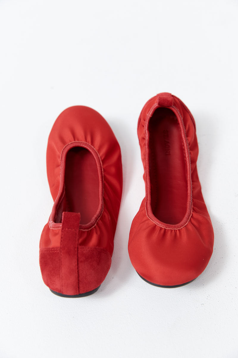Satin Ballet Flat - Rosso