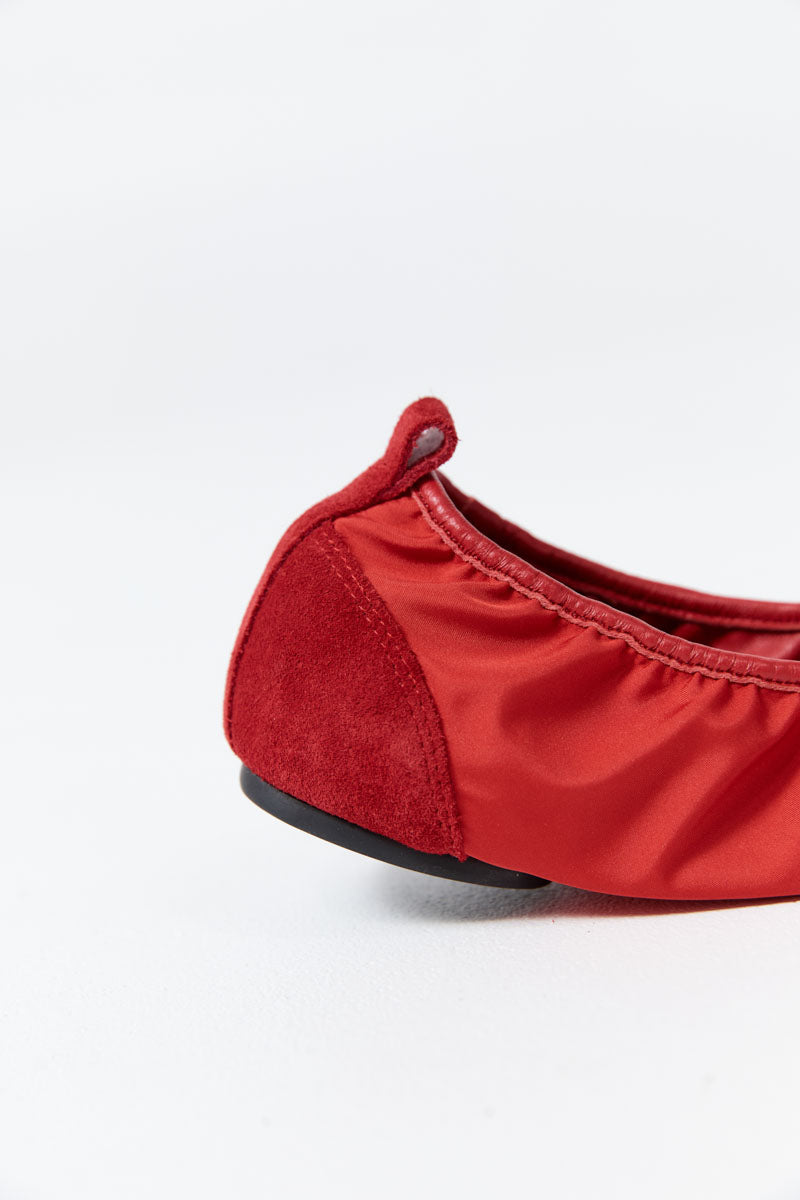 Satin Ballet Flat - Rosso