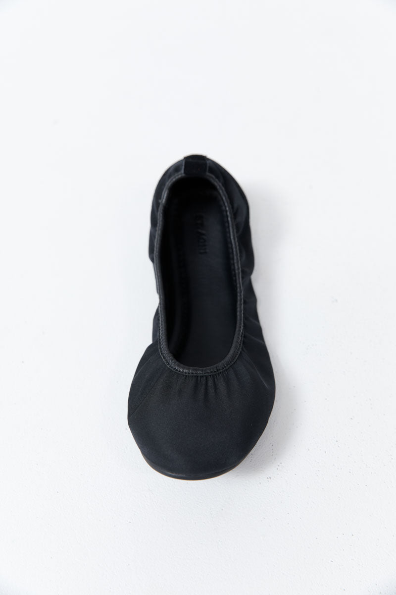Satin Ballet Flat - Black