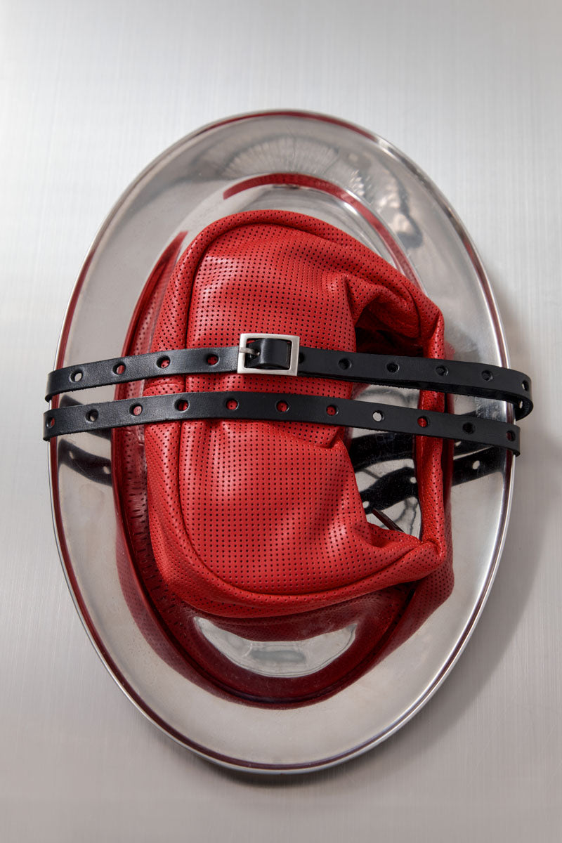 Perforated Mini Bon Bon Bag - Rosso
