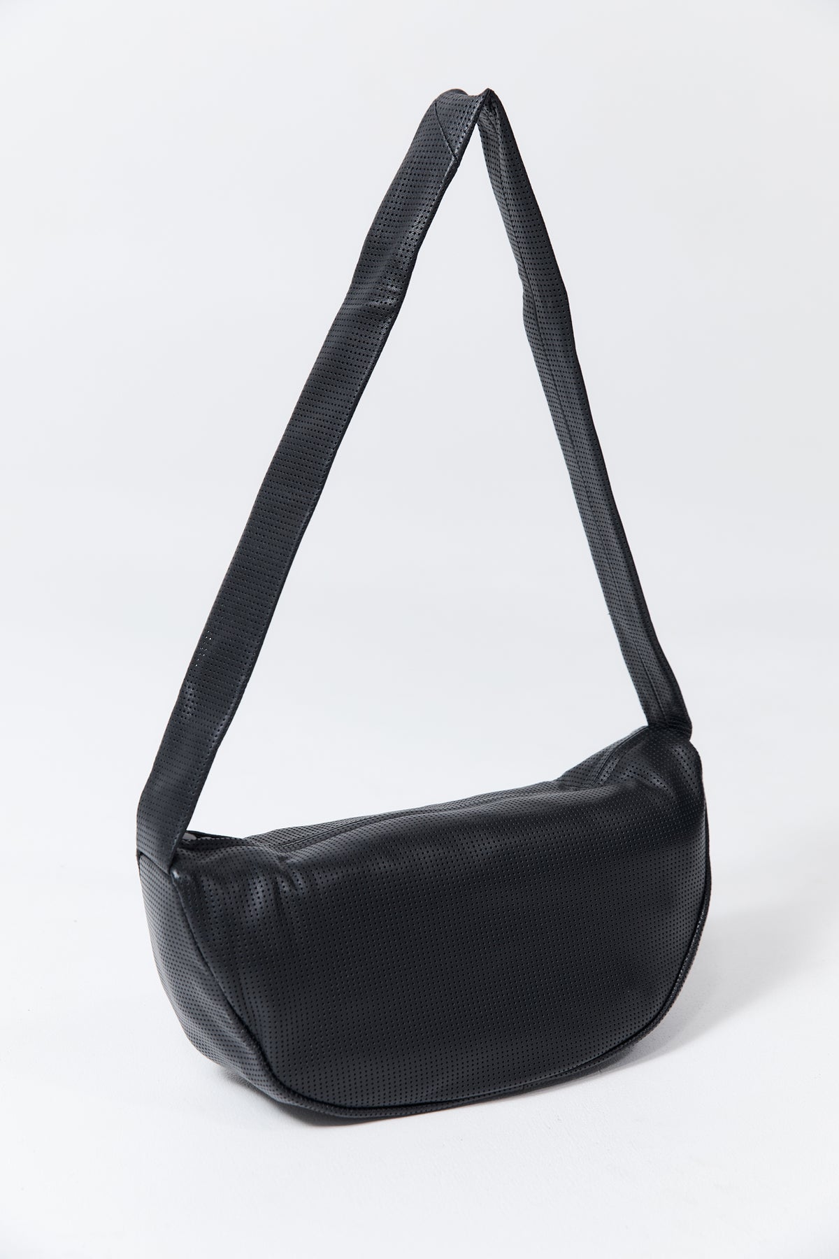 Perforated Crescent Bag - Black