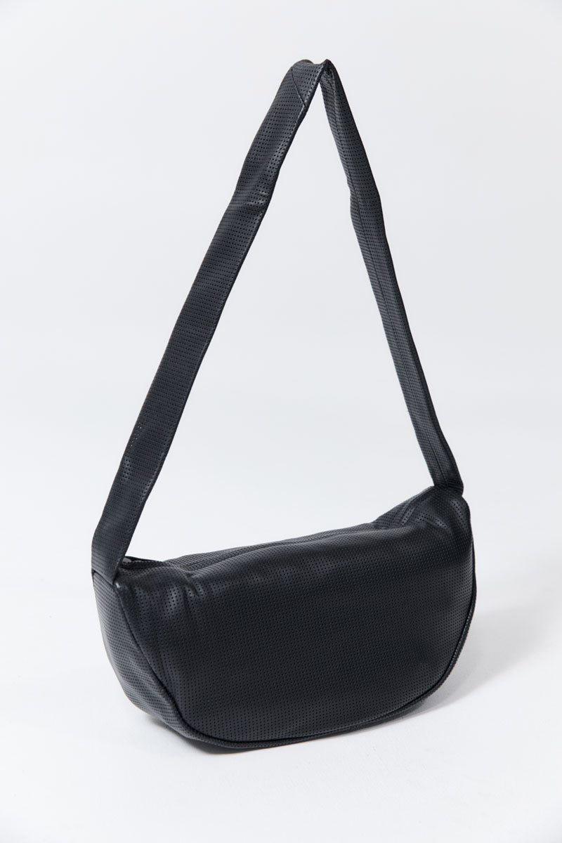 Perforated Crescent Bag - Black