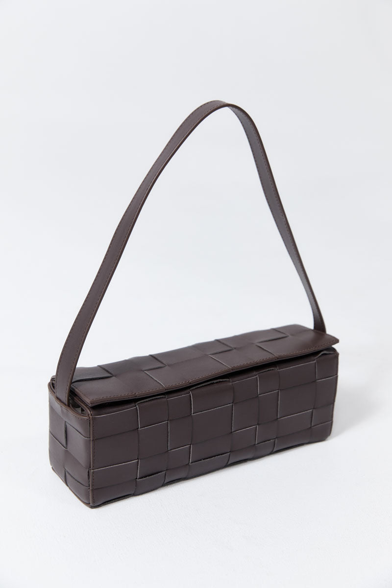 Woven East West Bag - Coffee
