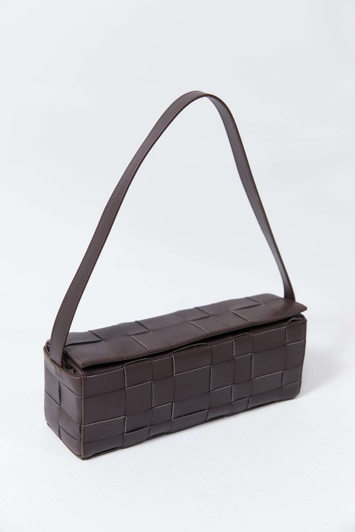 Woven East West Bag - Coffee