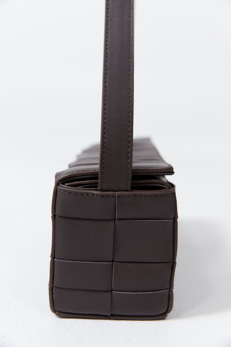 Woven East West Bag - Coffee