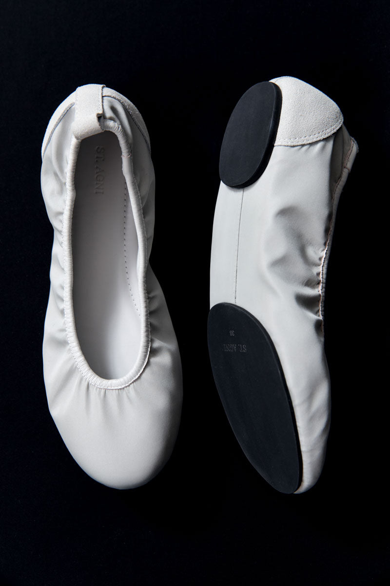 Satin Ballet Flat - Silver